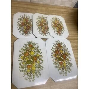VTG Set of 5 Mushroom Vegetables Hot Mat Ballonoff Spice of Life Trivets 2 Sizes